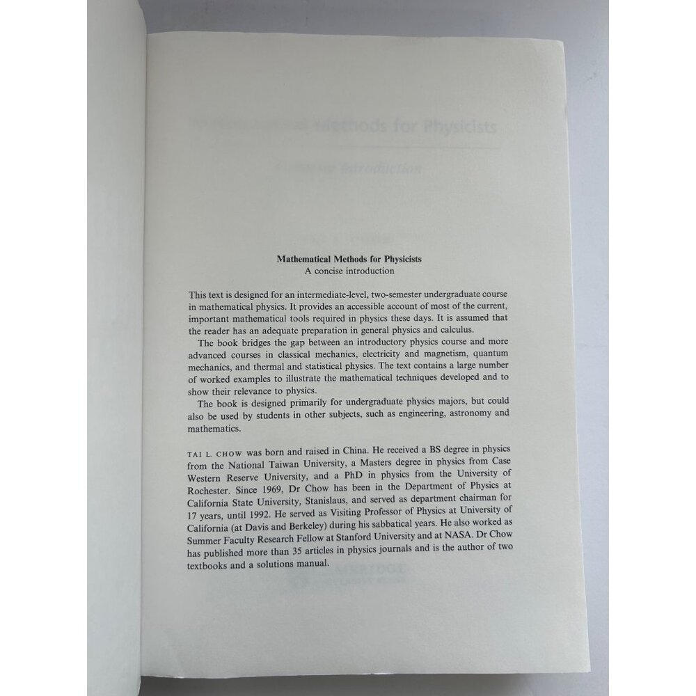 Mathematical Methods For Physicists By Tai L. Chow Paperback Cambridge - Picture 8 of 8